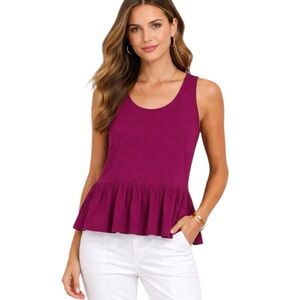 Demylee New York Sleeveless Peplum Magenta Tank Top
